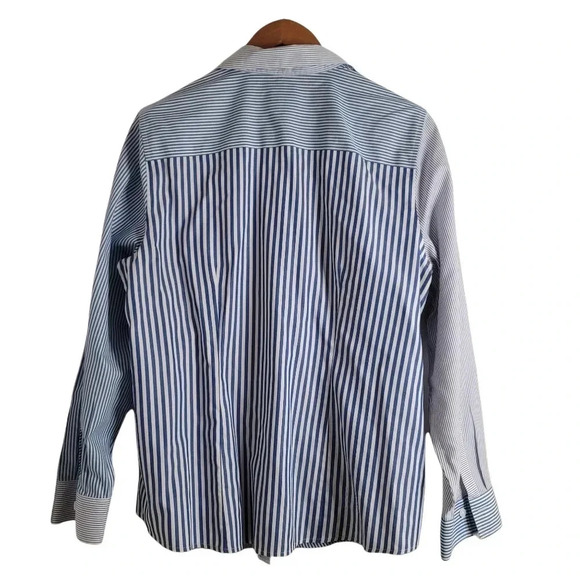 Chico’s no iron size 2 shirt Button up blue Striped women's - Picture 2 of 10
